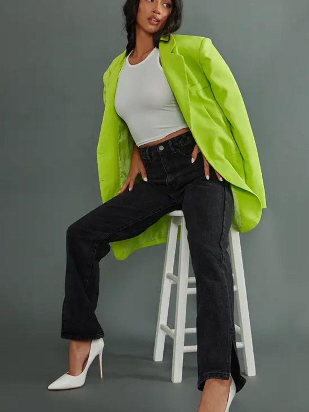 Pretty Little Thing Straight Leg Split Hem Jeans